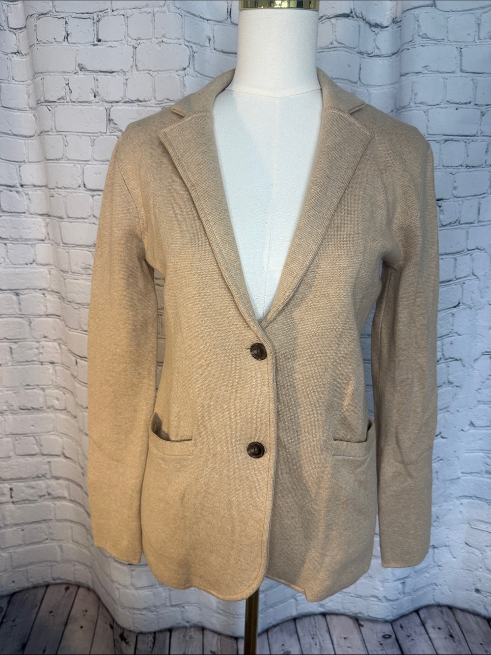 J. Crew 100% Cotton Tan Knit Single‑Button Blazer XS-